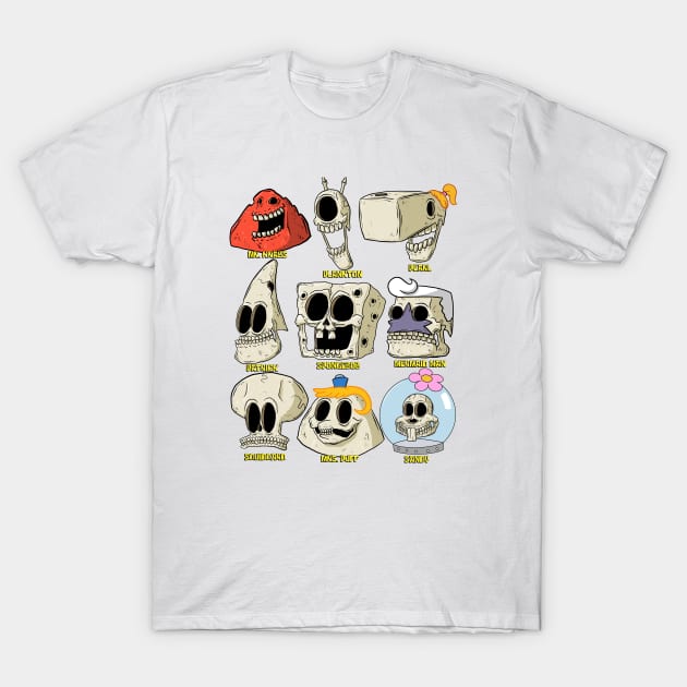 Cartoon Skulls (6) T-Shirt by DinoTomic